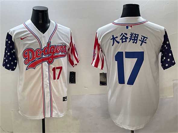 Mens Los Angeles Dodgers #17 Ohtani White Limited Stitched Jersey